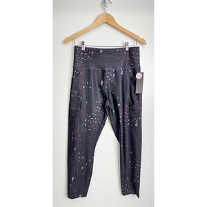 NWT Bally Total Fitness Athletic Leggings Women’s Leopard Print Purple Pocket Si